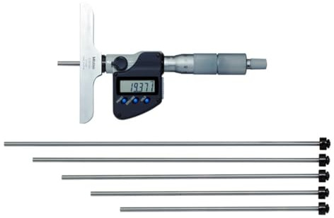 Mitutoyo Tiefenmessgerät Mikrometer Metrisch, 150 mm / ±0.003 mm 540 g, 0.001 mm | 0,001 mm, Datenausgang, Tiefenmessung, wechselbare Stäbe