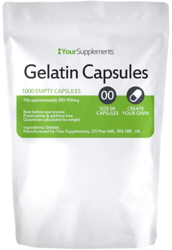 YourSupplements - Size 00 Empty Gelatin Capsules (1000 Pack)