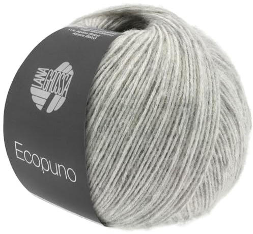 LANA GROSSA Ecopuno | Edle Netzgarnstruktur aus Baumwolle gefüllt mit Merino/Alpaka | Handstrickgarn aus 17% Schurwolle & 11% Alpaka Wolle | 50g Wolle zum Stricken & Häkeln | 215m Garn FB 14