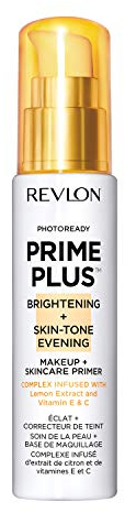 Revlon Prime Plus Makeup & Skincare Primer, Brightening and Skin-Tone Evening, Formulated with Vitamin C and Lactic Acid, 30ml