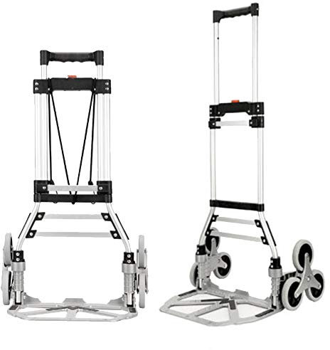 Treppensteigen Klappwagen Dolly, Tragbarer Kletterleiterwagen, Aluminium-Klappwagen, Geländegängiger Kletter-Handwagen Mit 6 Rädern, Gartengeräte-Zubehör (Lager 100 Kg)