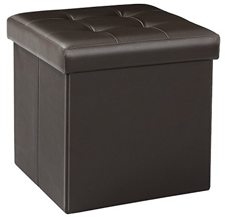 Bonlife Baúl Piel Sintetica Cajas Almacenaje Muebles de Salon Mesillas Noche Grande Banco Plegable Juguetes Mantitas para Sofa Marrón32x32x32cm