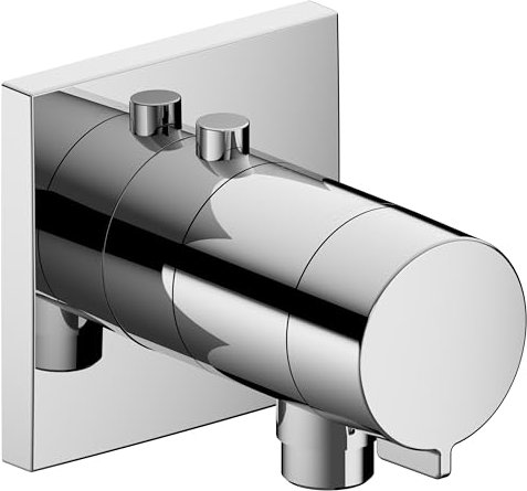 KEUCO IXMO Thermostat-Brausearmatur Unterputz mit Schlauchanschluss, Rosette eckig, 59554010002, Farbe: Verchromt