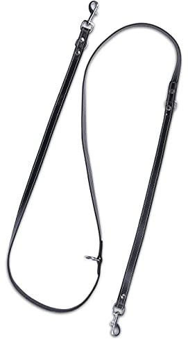 Hundeleine aus Leder - mehrfach verstellbare Führleine 2,40m - Hunde Lederleine extrem Stabil mit Edelstahl-Karabiner - Echt-Leder Leine Sammy (schwarz)