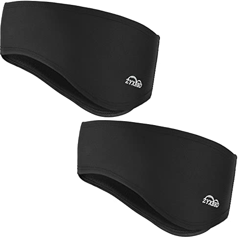 ZYXBBD Sport pannband öronvärmare hårband för kvinnor och män vår/höst/vinter fleece öronmuffar pannband vindpropp för jogging löpning vandring cykel och motorcykel körning 2 st svart