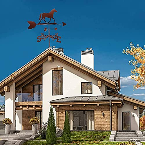 AKSHVA wetterhahn Metall für Garten Wetterfahne aus Metal Weathervane, Orientierung, Stahlwetterschaufel, Windrichtung Kit, Outdoor Decor Craft - galoppierendes Pferd