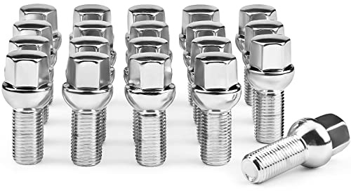 ZOFFI Chrome Radschrauben M14x1,5 Ersatz für VW Jetta, Golf, Touran, Polo, Passat,usw. 20 Stück Kugelbund R12 SW17 Schaftlänge 28mm