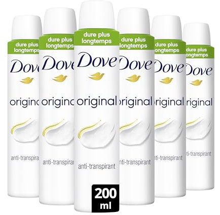 DOVE - Déodorant Femme Original - Spray Anti-transpirant - Soin quotidien des aisselles - 48h de protection anti-odeurs (lot de 6x200ml)