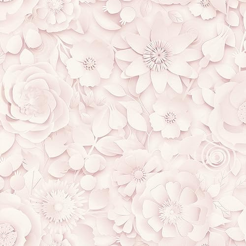 Rasch Papier peint 200232 - Rose clair avec fleurs aspect 3D - 10,05 x 0,53 m (L x l)