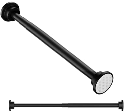 40-60cm Teleskopstange Schwarz Klemmstange Vorhang Duschvorhang Kleiderstange Garderobe ohne Bohren Klemmstange ausziehbar verstellbar | 3 Farben | 5 Längen von 40-230cm