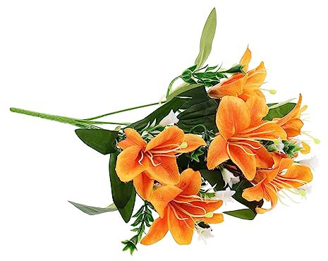 TOPBATHY künstliche Lilie Pampas künstliches Grün lebensechte künstliche Pflanzen Anlage Plastikgrün simulierte Stütze Esstisch Strauß Requisiten künstliche Blumen Säule Seidentuch