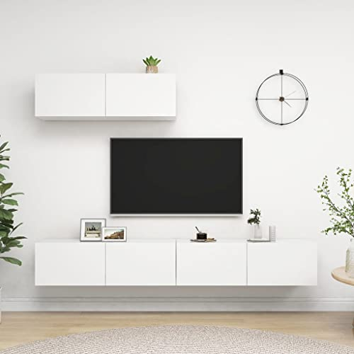 AUVYI TV-Schränke 3 STK. Weiß Holzwerkstoff 100x30x30cm Barschrank Hängeschrank Flurschrank Eckschrank Sideboard Vintage Möbel Wohnwand Wohnzimmer Küchenschrank Badezimmerschränke