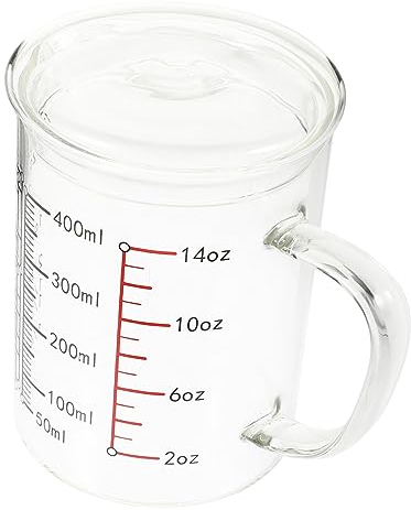 MAGICLULU Verre Doseur Verre Haute Qualité Avec Couvercle Anti-poussière Graduation Claire Résistant Aux Variations De Température Tasse Multifonction Pour Cuisine Café Et Pâtisserie