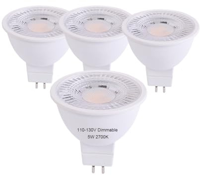 CIKAMIO mr16 led Bulb dimmable 120v 110V 5W 2700K Warm White Soft White Spot Light gu5.3 cob 50w Halogen Bulb replacment for mr16 Fixture Tracking Light (110-130V dimmable 2700K)