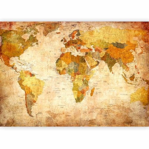 murando - Carta da Parati Adesiva Moderna per Soggiorno, Mappa, 343x256 cm | Fotomurale Autoadesiva, Pellicola Murales, Decorazione da Muro XXL, Poster Giganti da Parete, Mondo, Produzione Europea