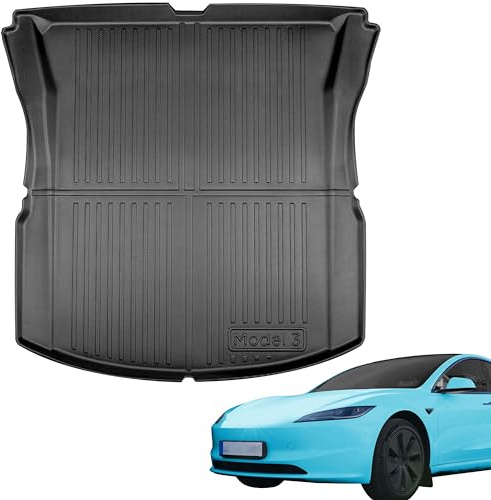 TLECTRIC Kofferraummatte für Tesla Model 3 Highland 2024 + 2025 + 2026 Wasserdicht Hoher Rand Trunk Kofferraum Hinten