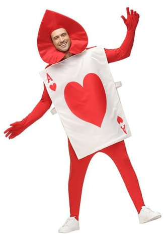 Zhongkaihua Queen & Poker Guard Rollenspiel Outfit Pik Ass und Herz-Ass Spielkarten Cosplay Kostüm Familienspiel Party Verkleidung Lustige Halloween Kostüm Geschenke