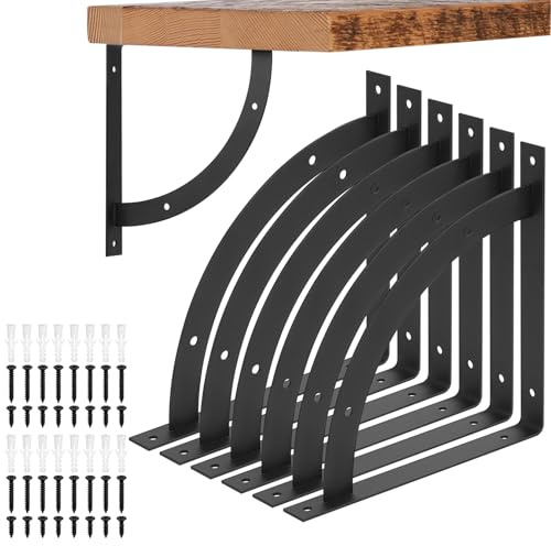 6 Stück Regalwinkel, Schwerlast Regalhalterung, Schwerlastwinkel, Schwerlastträger Winkel, Regal Wandhalterung, Winkelträger, Schwerlastkonsole Schwarz Regalträger für Wandmontage
