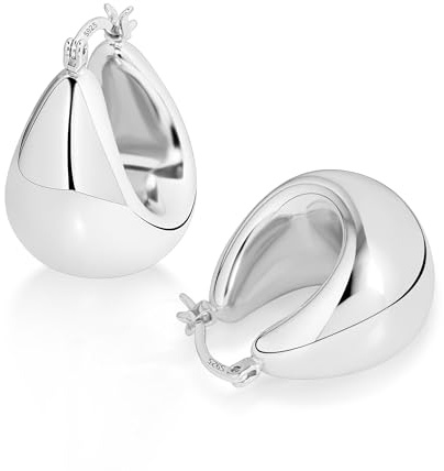 ALEXCRAFT 14K Vergoldet Ohrringe Dick Leicht Groß Klobig Creolen für Damen | Hypoallergen Silber 925 Ohrringe Chunky Dick Leicht Groß Klobig Creolen Kleine Huggie Oval Creolen für Damen Frauen Freundin
