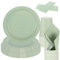 CEILIWEN Set di piatti di carta verde, tovaglioli e bicchieri, 125 pezzi, set di stoviglie per feste verde verde include piatto di carta da 22,8 cm, piatto da dessert da 17,8 cm, tovaglioli, tazze