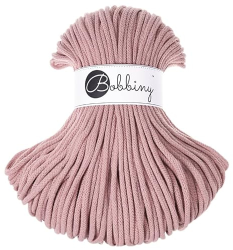 Bobbiny Makramee-Schnur, geflochten, 5 mm, 100 m, Blushfarben