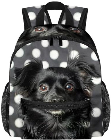 Süßer Kleinkind-Rucksack – Hunde-Rucksack, gepunktet, schlicht, modern, Kindertasche für Vorschule, Schule, Mädchen und kleine Kinder, multi, 25.4x10x30 CM/10x4x12 in