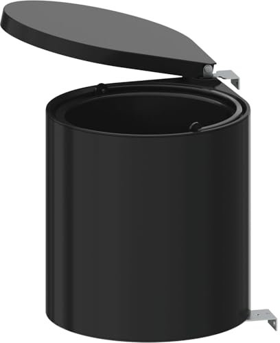 STARAX Pattumiera da incasso con coperchio automatico, da incasso, 10 litri, in plastica, colore nero