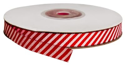 FSSTUD 22 Meter rotes und weiß gestreiftes dünnes Band für Weihnachten, Zuckerstange, Geschenkband, Rolle, Basteln, Nähband, Schleifenherstellung, dekoratives Urlaubsband für DIY