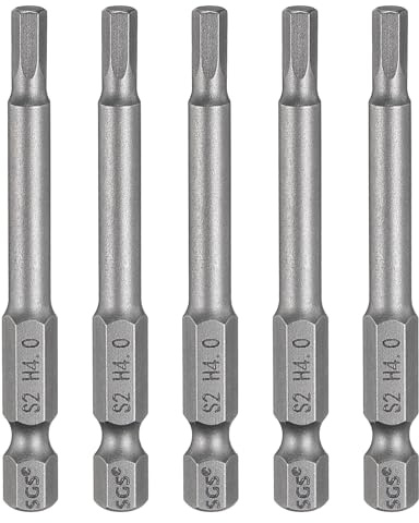 QUARKZMAN 5Pcs H4.0 Embout de Tournevis Hexagonal 4mm Métrique Pointe Plate 1/4 Tige Hexagonale 65mm (2.56) Longue Magnétique Embouts de Tournevis Industriels à Douille Hexagonale