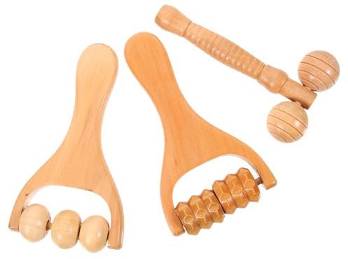 FRCOLOR 3 Stück Holz Fußmassagegerät mit Rücken und Schultermassagegerät Rund zur Ermüdungs Linderung Komfortabel und Sicher für Reisen und Geschäftsreisen