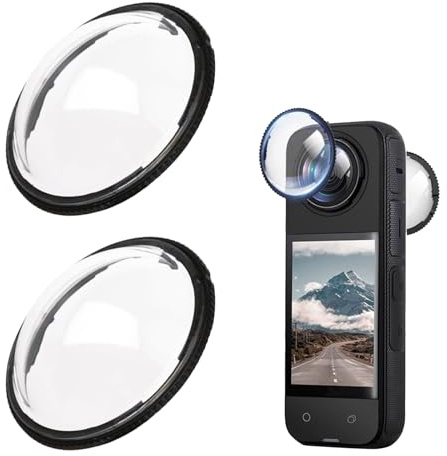 VZU 2 stycken premium linsskydd för Insta360 X4 – 3D-vridbara skyddsöverdrag, reptåligt härdat glas, UV-filter, enkel installation, stänksäker, kameratillbehör