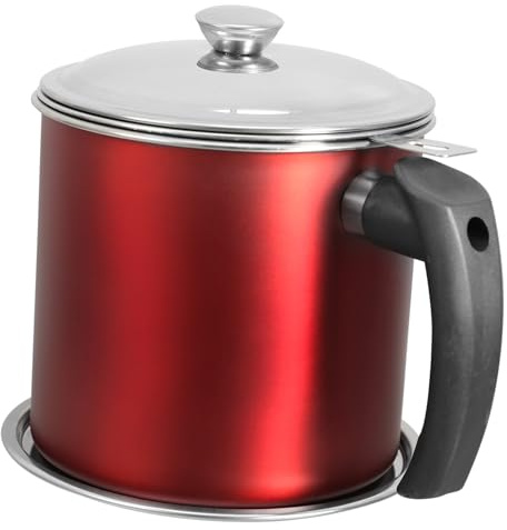 GRIRIW Récipient à Graisse en Acier Inoxydable 304 avec Passoire 1 L Cuisine pour Récupérer Graisse de Bacon Pichet à Huile Filtré avec Soucoupe