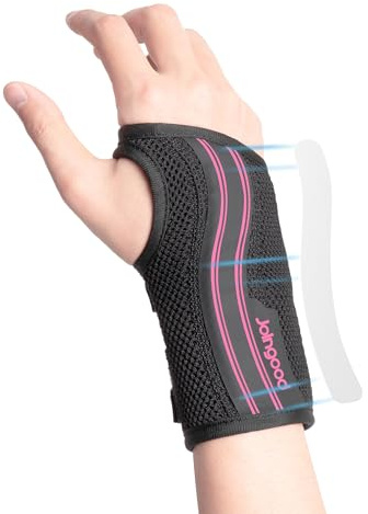 joingood Karpaltunnel-Handgelenkstütze mit Verstellbarer Schiene für Tag und Nacht, Schmerzlinderung bei Verstauchungen, Arthritis, Tendonitis für Frauen, Rosenrot, Rechts, M