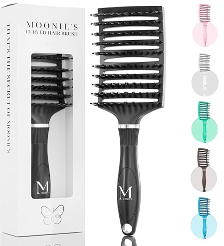 MOONIE’S Haarbürste ohne Ziepen, Premium Haar Bürste Entwirrbürste Detangler für lange Haare, Hair-Brush Haarpflege Paddelbürste für Damen Herren & Kinder, nasses & trockenes Haar, Schwarz