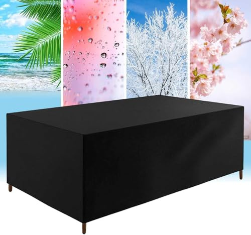 CFRJDJ Patio covers for outdoor furniture 250x150x73cm/LxWxH Rattan Garden Furniture Covers Outdoor Furniture Cover Heavy Duty 420D Oxford Garden Table Cover Windproof, Anti-UV