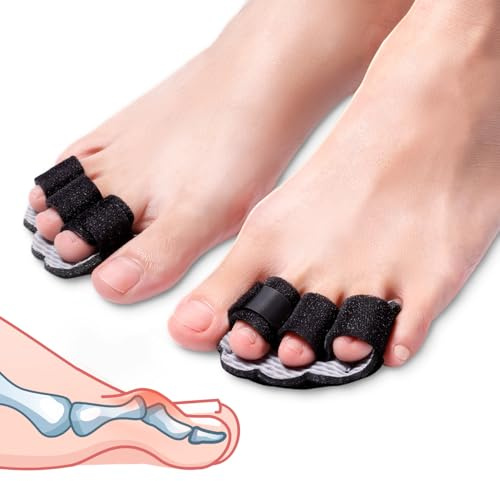 Pozpo Tech Hammer Toe Straightener Corrector Splint Brace for Women fit 2nd 3rd and 4th Toes - (L-Black) - 1 Pair
