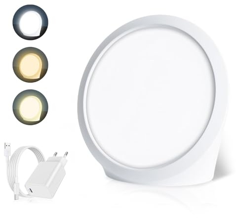 MidingChai Dimmerabile Lampada Terapia Luce 10000 lux, Aumenta Energia, Lampada Luce Diurna Tempistica, 3 Temperature 5 Luminosità,Spettro Completo Senza UV Adatta Ufficio Casa