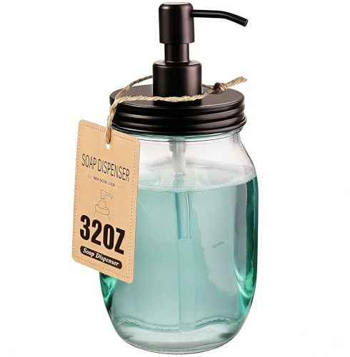 Amolliar 32OZ Quart Mason Jar Liquid Soap Dispenser, Wide Mouth, Bronze