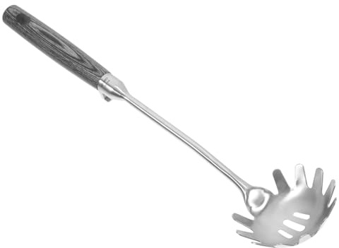 TOYANDONA Spaghetti Spoon in Acciaio Inossidabile con Manico in Legno Resistente e Leggero Mestolo per Pasta e Noodles Facile da Pulire e Maneggiare