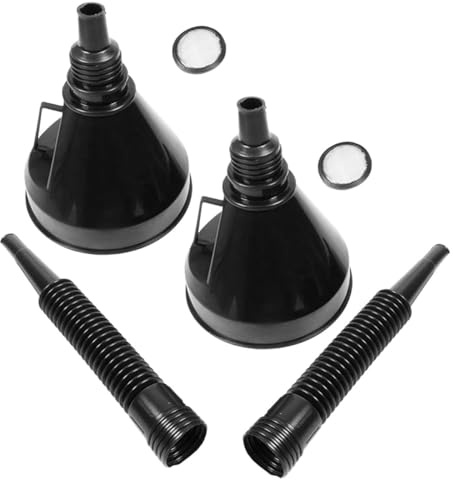 NUOBESTY Lot de 2 Entonnoirs à Huile Flexibles 165 MM Filtre Entonnoirs de Transmission en Plastique Noir pour Automobile et Moto Outil Multifonction pour Remplissage D’Huile et