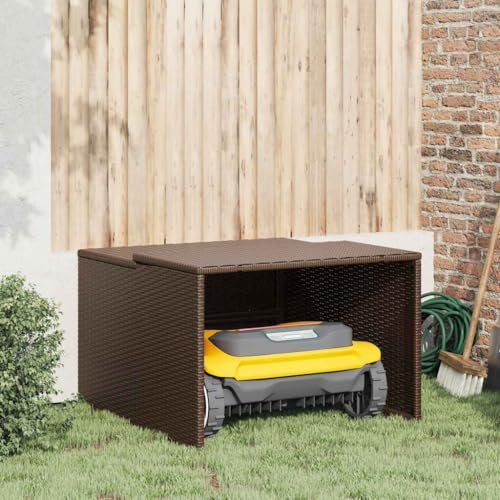 Generico Garage per Robot Tosaerba Marrone 86x90x52/57 cm in Polyrattan,Prato e Giardino,Accessori Attrezzatura motorizzata per Esterni,Accessori tagliaerba,Coperture tagliaerba-365405