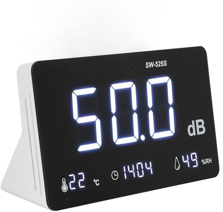 aqxreight Fonometro - Decibel 4 in 1, Rumore, Temperatura, umidità con Allarme, Esportazione Dati USB, per Uso in Studio, Fonometro Professionale per Letture Accurate