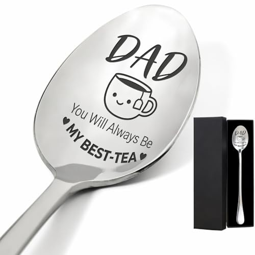 Mitibet Fathers Day Gift for Dad, Stainless Steel Spoon, Dad Birthday Gift from Daughter Son, Engraved Present 2026, Special Unusual Cool Fun Funny Joke Pun Presents, Office Ornament