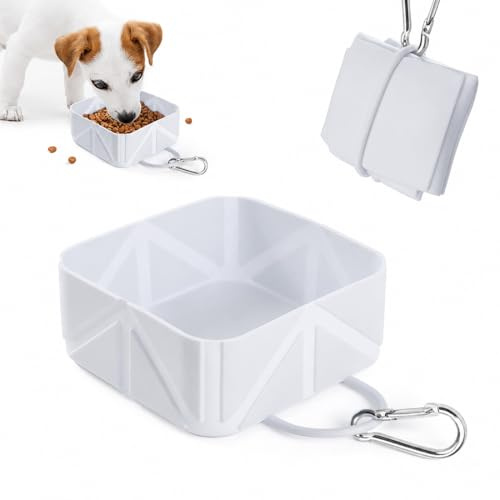 AJNZAU 1 Pieza Bebedero Portatil Perro 500Ml, Cuenco Plegable De Silicona Para Gato Y Perro, Comedero Y Bebedero De Exterior, Bol De Camping (Gris)