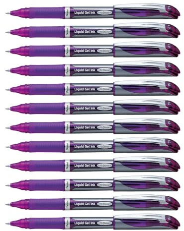 Pentel BL60-V Gel-Tintenroller EnerGel mit Kappe 1,0 mm, 12 Stück, violett