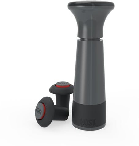 Host AirLOCK Wine Saver Pump and Wine Preserver with Wine Stoppers Vacuum Sealer Wine Pump and Wine Vacuum Bottle Stopper, set of 3, Black