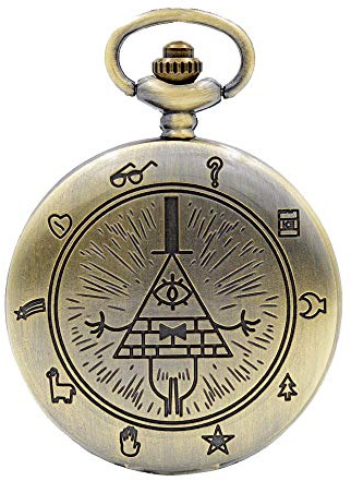 KDJ STORE Vintage Bill Cipher kvarts fickur analog hänge halsband män kvinnor klockor kedja present, vintage