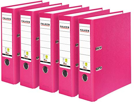Falken lot de 5 classeurs en plastique PP-Color Végan. Fabriqué en Allemagne. 8 cm, DIN A4, rose pastel