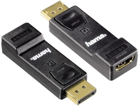 Hama 00133492 DisplayPort-HDMI-Kabeladapter, Schwarz – Adapter für Kabel (DisplayPort, HDMI, Male Connector/Female Connector, schwarz)