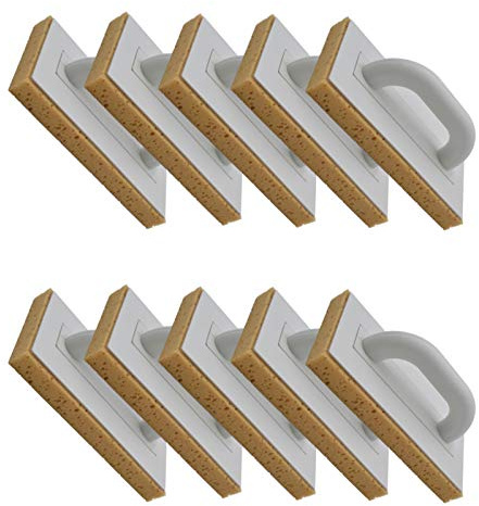 DEWEPRO® Lot de 10 planches éponge pour carrelage avec support éponge quadrillé de 30 mm – Planche à laver 280 x 140 mm – Planche à laver pour le nettoyage des carreaux fraîchement posés